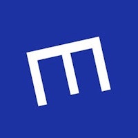 the letter m on a blue background