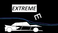 a car driving down a hill with the word extreme on it